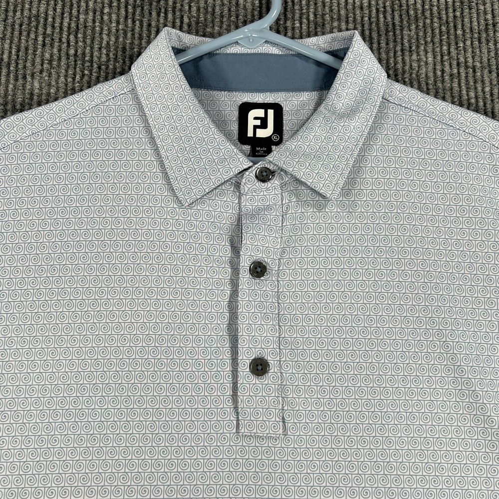 FootJoy Polo Shirt Mens XL Extra Large Blue Geometric Short Sleeve Casual Golf